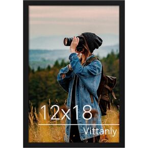 إطار ملصق Vitanly مقاس 12x18 للجدار، زجاج شبكي، يعرض صورة مقاس 11x17 مع حصيرة أو 12x18 بدون حصيرة، مادة إطار PVC، تعليق أفقي أو رأسي، عبوة واحدة، أسود in Kuwait
