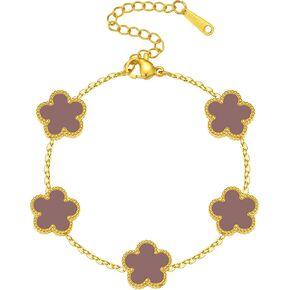 Unique 14K Gold Four-Leaf Clover Bracelet, Suitable for Ladies，White/Black/Blue Lucky Chain Four-Leaf Clover Bracelet，Fashionable Bracelet Set，Jewelry Gift Suitable for Ladies in Saudi Arabia