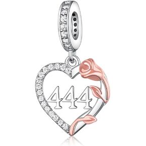 Lucky Number Charm for Bracelet Necklaces, S925 Sterling Silver Charms, Rose Flower Butterfly Good Luck Number Heart Charms Jewelry Anniversary Gift in Saudi Arabia