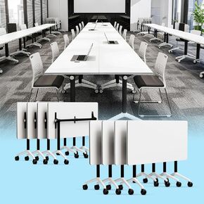 طاولة مؤتمرات حديثة قابلة للطي مع عجلات - طاولة تدريب محمولة قابلة للطي، مكتب مكتب نموذجي قابل للطي لغرفة الاجتماعات والفصول الدراسية والمكتب المنزلي (2، ساق سوداء، 47.2 بوصة) in Kuwait