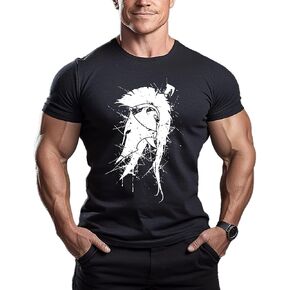 تي شيرت رجالي بخوذة سبارتان، قميص رياضي من القطن بأكمام قصيرة لصالة الألعاب الرياضية لكمال الأجسام والملابس الكاجوال in Kuwait