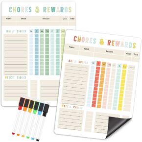 مخطط عمل المسح الجاف المغناطيسي - لوحة مهام مسؤولية السلوك مقاس 8.5 × 12 بوصة للبالغين والمراهقين - تتضمن 6 علامات دقيقة إضافية - يتم شحنها بشكل مسطح 2 قطعة in Kuwait