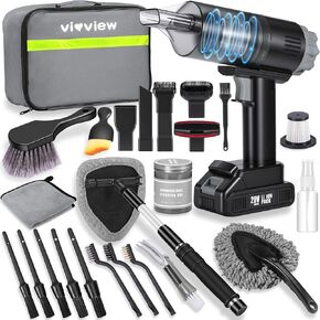 طقم تنظيف السيارة 26 قطعة، طقم تفصيل داخلي رمادي مع مكنسة كهربائية محمولة عالية الطاقة، مكنسة كهربائية محمولة للمنزل والسيارة وشعر الحيوانات الأليفة ولوحة المفاتيح وملحقات السيارات الكاملة للهدايا in Kuwait