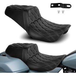 مقعد للسائق والراكب من قطعة واحدة مناسب لـ 1997-2007 Harley Touring Road King Road Glide Electra Glide، أسود in Kuwait