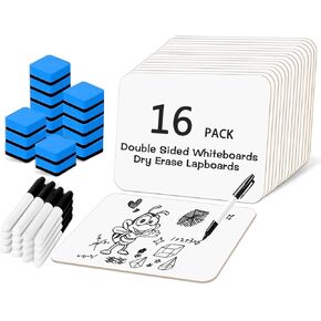 16 Packs Dry Erase LapBoards with 16 Erasers and 16 Markers, 12.5" x 9" Double Sided Whiteboards, Dry Erase Boards for Students Teachers Kids Learning Education Home Classroom Office Meeting Group in Saudi Arabia