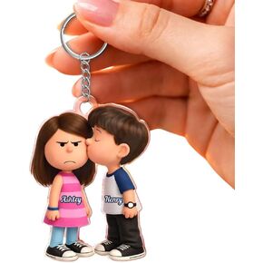 Personalized Couple Keychains, Cartoon Couples Keychain, Custom Engraved Name Keychains, Valentine's Day Gift in Saudi Arabia