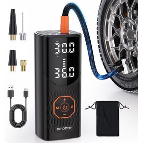 Tire Inflator Portable Air Compressor, 160PSI Cordless Air Pump for Car Tires, 6X Faster Inflation Air Compressor with Tire Gauge Pressure, Tire Pump with LED for Car, Motorcycle, Obsidian Black in Kuwait