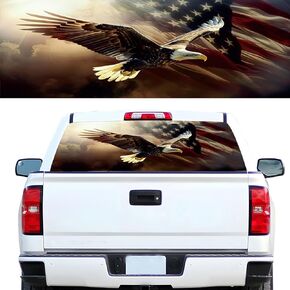 Rear Window Decals for Trucks - 65x22 in Back Window Decals Fit Most Pickup Trucks SUV, Vinyl American Eagle Flag Back Window Decal for Car Personalized Decoration - Colorful in Kuwait