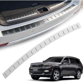 واقي ممتص الصدمات الخلفي من الفولاذ المقاوم للصدأ يناسب 2021-2026 Jeep Grand Cherokee L، ملحقات غطاء واقي عتبة الباب الخارجي، فضي قطعة واحدة، 2022 2023 2024 2025 in Kuwait