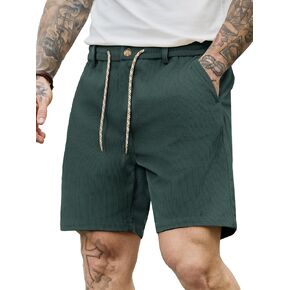 JEMLDL Men's Corduroy Shorts Casual 7 Inch Shorts Elastic Waist Drawstring Summer Beach Shorts Retro Coarse Wale in Kuwait