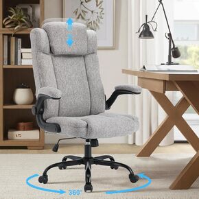 كرسي مكتب تنفيذي عالي الظهر مع مسند رأس قابل للتعديل، كراسي مكتب من القماش مع مسند ذراع قابل للطي، كرسي مكتب كبير وطويل، كرسي مكتب كمبيوتر مريح مع وظيفة هزاز، صخرة قابلة للإمالة 110 درجة in Kuwait