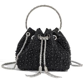 Pearl Clutch Purse Vintage Rhinestone Bucket Evening Bag Unique Crossbody Handbag for Wedding Party Prom in Kuwait