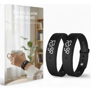 2PCS Vibrating Alarm Clock for Heavy Sleepers Kids Digital Watch with Timer Potty Training Deaf People Small Silent Wristband of Sleep Wrist Shock Alarmo Electric Metronome Band Vibrate Bed Shaker in Saudi Arabia
