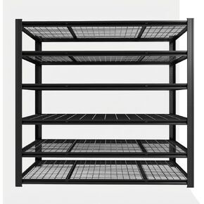 Extra Large 84" Hx 62.12" Widex 24" D Adjustable Industrial Metal/Steel 6-Shelf-Storage-Rack Heavy Duty Utility Tall Garage/Warehouse Shelving Shelves Unit/System for Bin/Shed, Black in Kuwait