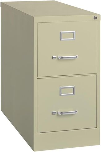 Scranton & Co 26.5" 2-Drawer Metal Vertical Filing Cabinet, Beige Putty Finish, Commercial Grade Letter Width, Lockable Steel Construction, Office Storage Solution in Kuwait
