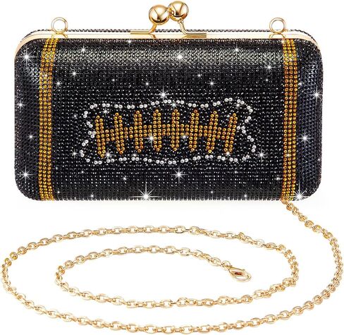 Football Purse Rhinestone Bling Evening Bag Women Glitter Sparkly Crystal Rugby Novelty Clutch for Sports Party in Saudi Arabia
