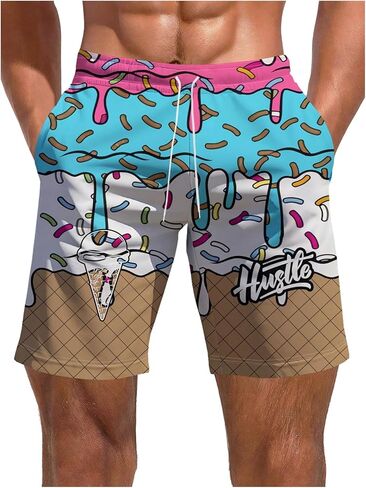 SOLY HUX Men's Beach Shorts Drawstring Waist Printed Swim Trunks Swimwear Summer Vacation Outfits in Saudi Arabia