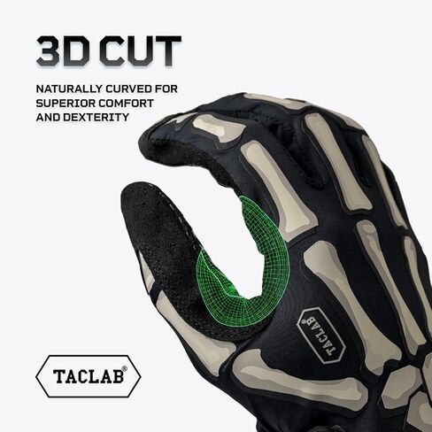 قفازات TACLAB Reaper Skeleton - قفازات ركوب فائقة القبضة وجيدة التهوية للموتوكروس، MTB، الدراجة الترابية، الطرق الوعرة، BMX، ركوب الدراجات - شاشة تعمل باللمس، خفيفة الوزن، ملائمة تمامًا in Kuwait