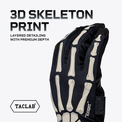قفازات TACLAB Reaper Skeleton - قفازات ركوب فائقة القبضة وجيدة التهوية للموتوكروس، MTB، الدراجة الترابية، الطرق الوعرة، BMX، ركوب الدراجات - شاشة تعمل باللمس، خفيفة الوزن، ملائمة تمامًا in Kuwait