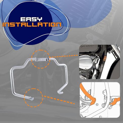 Mustache Crash Bar Engine Guard Highway Bar Compatible with Honda VT1100C Shadow Spirit VT1100C2 Shadow Sabre 2000-2007 (Chrome) in Saudi Arabia