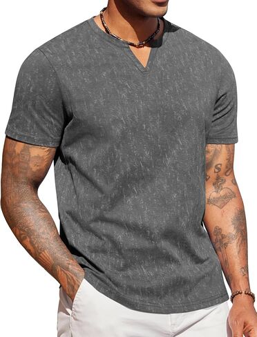 COOFANDY Mens T Shirts V Neck 100% Cotton Short Sleeve Casual Summer Vintage Tee Shirt in Saudi Arabia