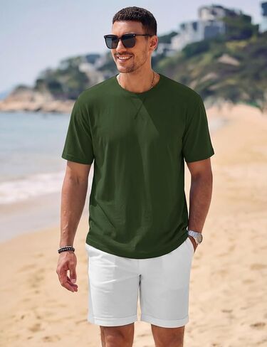 TACVASEN Men's T-Shirts Premium Cotton Short Sleeve Crew Neck T Shirts Casual Soft Loose Fit Tee Shirts in Saudi Arabia