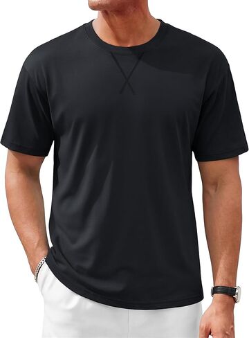 TACVASEN Men's T-Shirts Premium Cotton Short Sleeve Crew Neck T Shirts Casual Soft Loose Fit Tee Shirts in Saudi Arabia
