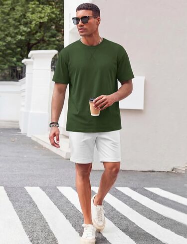 TACVASEN Men's T-Shirts Premium Cotton Short Sleeve Crew Neck T Shirts Casual Soft Loose Fit Tee Shirts in Saudi Arabia