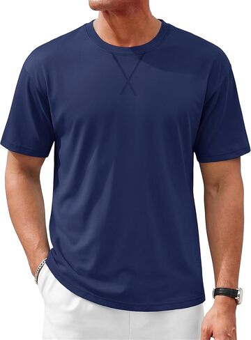 TACVASEN Men's T-Shirts Premium Cotton Short Sleeve Crew Neck T Shirts Casual Soft Loose Fit Tee Shirts in Saudi Arabia