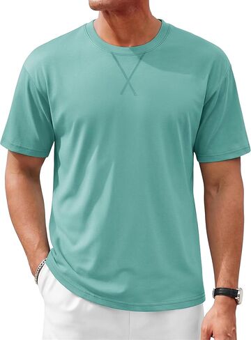 TACVASEN Men's T-Shirts Premium Cotton Short Sleeve Crew Neck T Shirts Casual Soft Loose Fit Tee Shirts in Saudi Arabia