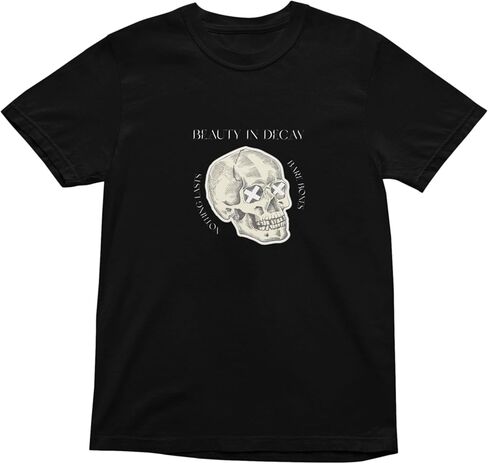 تي شيرت EMALIZA Beauty in Decay Skull - ألوان مريحة 1717 تي شيرت برسومات مصبوغة للجنسين، قميص الشارع القوطي العتيق in Saudi Arabia