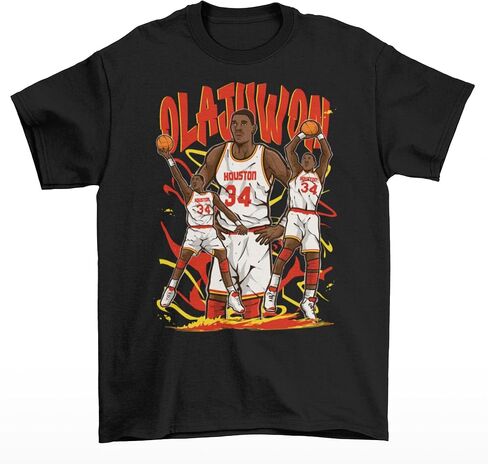 تي شيرت كرة السلة RatTrapTees Hakeem Olajuwon بتصميم كارتوني من هيوستن in Kuwait