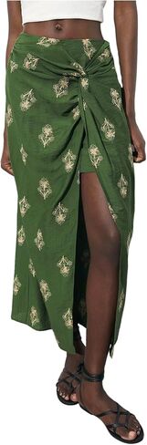 MakeMeChic Women's Boho Floral Maxi Skirt Twist Embroidery Split Tight Vacation Skirts in Saudi Arabia