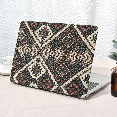 Seorsok Compatible with MacBook Air 13 Inch Case 2022 2021 2020 2019 2018 Release A1932 A2179 M1 A2337 Touch ID,Retro Checkerboard Textured Leather Plastic Hard Shell & Keyboard Cover,Brown Grid Print in Saudi Arabia