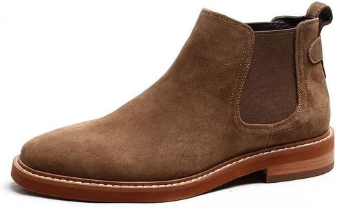 Santimon Men's Chelsea Ankle Boots Suede Casual Boots for Men Black Orange in Saudi Arabia