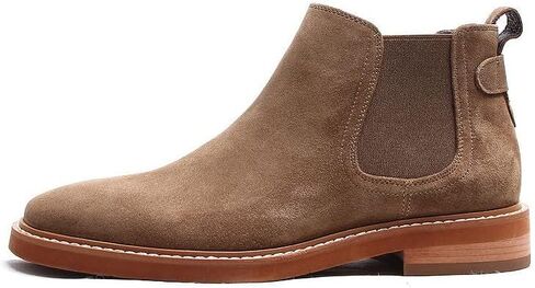 Santimon Men's Chelsea Ankle Boots Suede Casual Boots for Men Black Orange in Saudi Arabia
