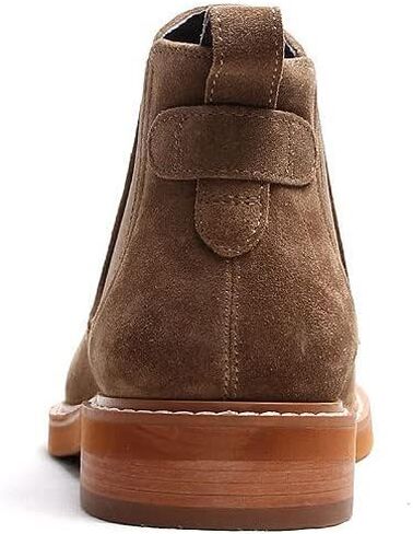 Santimon Men's Chelsea Ankle Boots Suede Casual Boots for Men Black Orange in Saudi Arabia
