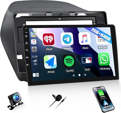 راديو ستيريو للسيارة 1+32 جيجابايت لسيارة Hyundai Tucson 2010-2015 مع Carplay اللاسلكي Android Auto Touch Screen راديو السيارة بلوتوث مع نظام تحديد المواقع والملاحة HiFi WiFi FM RDS + كاميرا احتياطية AHD in Saudi Arabia