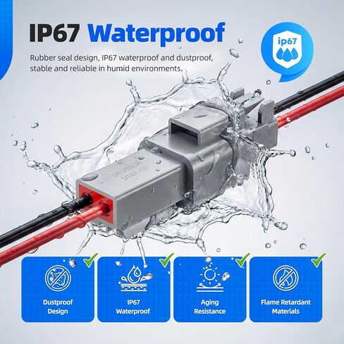 2 Pin Deutsch Connector, Hoodutric 16AWG Gray Male Female Wiring Harness DT Pigtail 2 Wire Waterproof Electrical Connectors with Heat Shrink Tubing Electrical Tape for Car Truck Motorcycle Boat- 6 Kit in Saudi Arabia