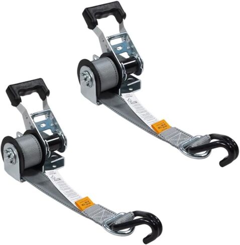 Mytee Products 4 Pack 1-1/2" x 8’ Mountable Rack-Ratchet Straps with Double J-Hook - 1,500 lbs Breaking Strength - Ladder Rack Ratchet Tie Down Straps in Saudi Arabia