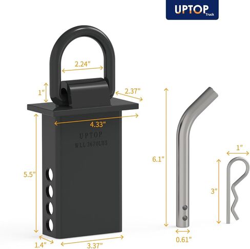 UPTOP للخدمة الشاقة على جيب المقطورة على شكل حرف D - حمل عمل 3670 رطل، قوة كسر 11000 رطل، ارتفاع قابل للتعديل مع دبوس ربط 1/2 بوصة - مناسب عالمي للشاحنات والمقطورات (عبوتان) in Kuwait