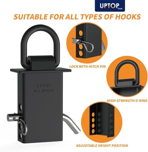 UPTOP للخدمة الشاقة على جيب المقطورة على شكل حرف D - حمل عمل 3670 رطل، قوة كسر 11000 رطل، ارتفاع قابل للتعديل مع دبوس ربط 1/2 بوصة - مناسب عالمي للشاحنات والمقطورات (عبوتان) in Kuwait