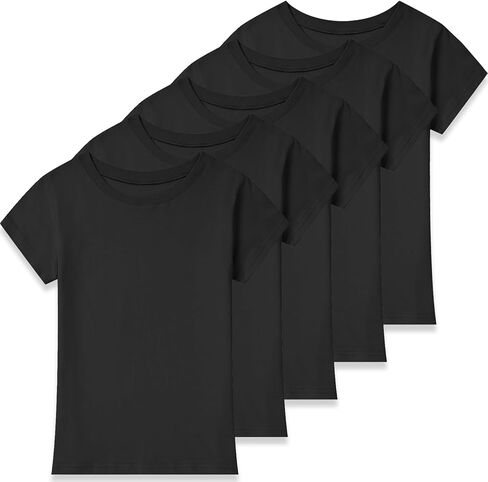 مجموعة من 5 تي شيرتات للفتيات الصغار قطن بأكمام قصيرة قمصان صيفية أساسية للمراهقين (2T-14Y) in Kuwait