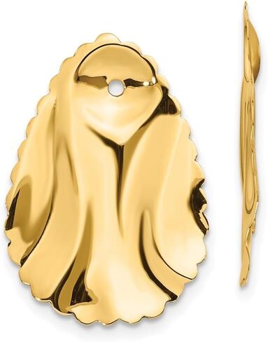 Diamond2Deal 14k Yellow Gold Polished Hammered Oval Earring Jackets (Len-0.94 In, Wid-0.63 In) in Saudi Arabia