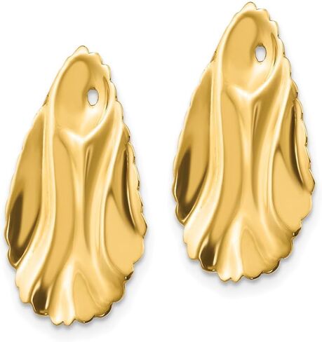 Diamond2Deal 14k Yellow Gold Polished Hammered Oval Earring Jackets (Len-0.94 In, Wid-0.63 In) in Saudi Arabia