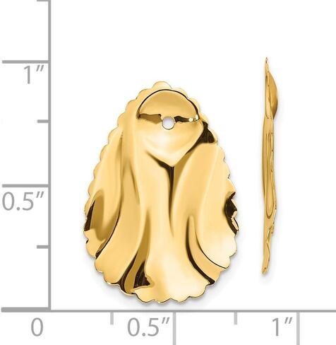 Diamond2Deal 14k Yellow Gold Polished Hammered Oval Earring Jackets (Len-0.94 In, Wid-0.63 In) in Saudi Arabia