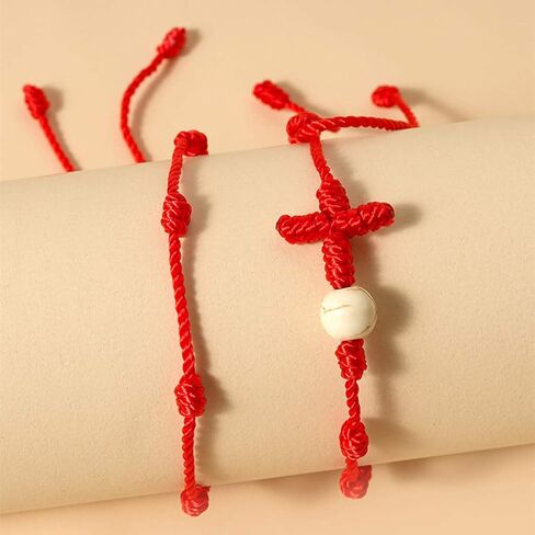 2 Pcs/Set Kabbalah String Bracelet for Good Luck for 7 Knots Braided Bracelet Jewelry for Wome C# Cotton Thread C# in Saudi Arabia