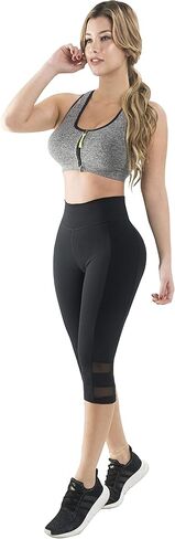 Butt Lifter Capri Sports Leggings with Internal High Waist Fajas Powernet Supplex Levanta Cola Colombianos 404BB in Saudi Arabia