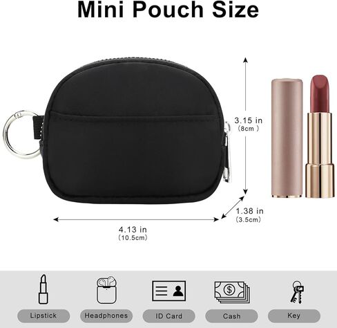 Mini Wristlet Keychain Wallet RFID Blocking Pouch with Adjustable Strap, Small Dual Layer Zipper Coin Purse Card Case, Hands-Free Compact Organizer Bag for Women Men Sports Casual, Black in Kuwait