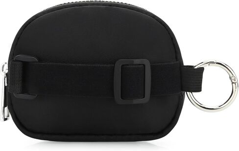 Mini Wristlet Keychain Wallet RFID Blocking Pouch with Adjustable Strap, Small Dual Layer Zipper Coin Purse Card Case, Hands-Free Compact Organizer Bag for Women Men Sports Casual, Black in Kuwait